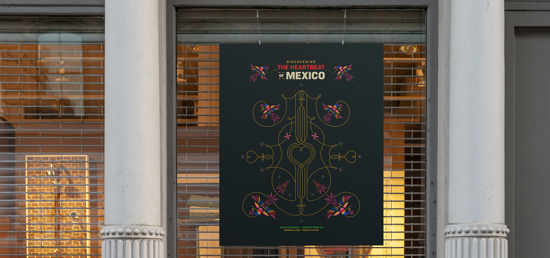 Heartbeat of Mexico poster on building facade